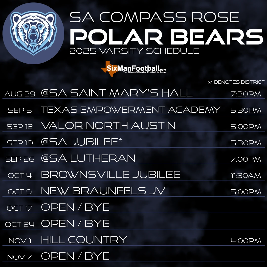 SA Compass Rose Polar Bears 2025 football schedule