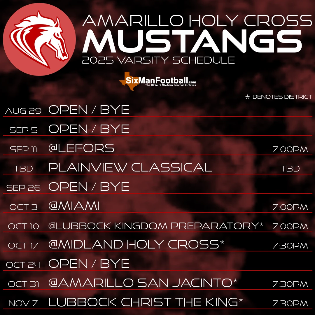 Amarillo Holy Cross Mustangs 2025 football schedule