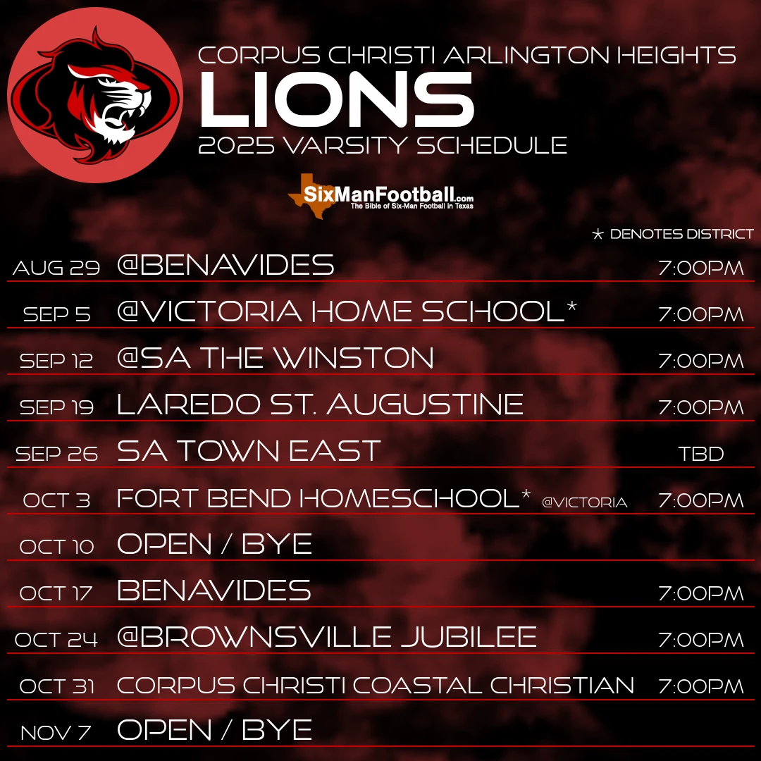 Corpus Christi Arlington Heights Lions 2025 football schedule