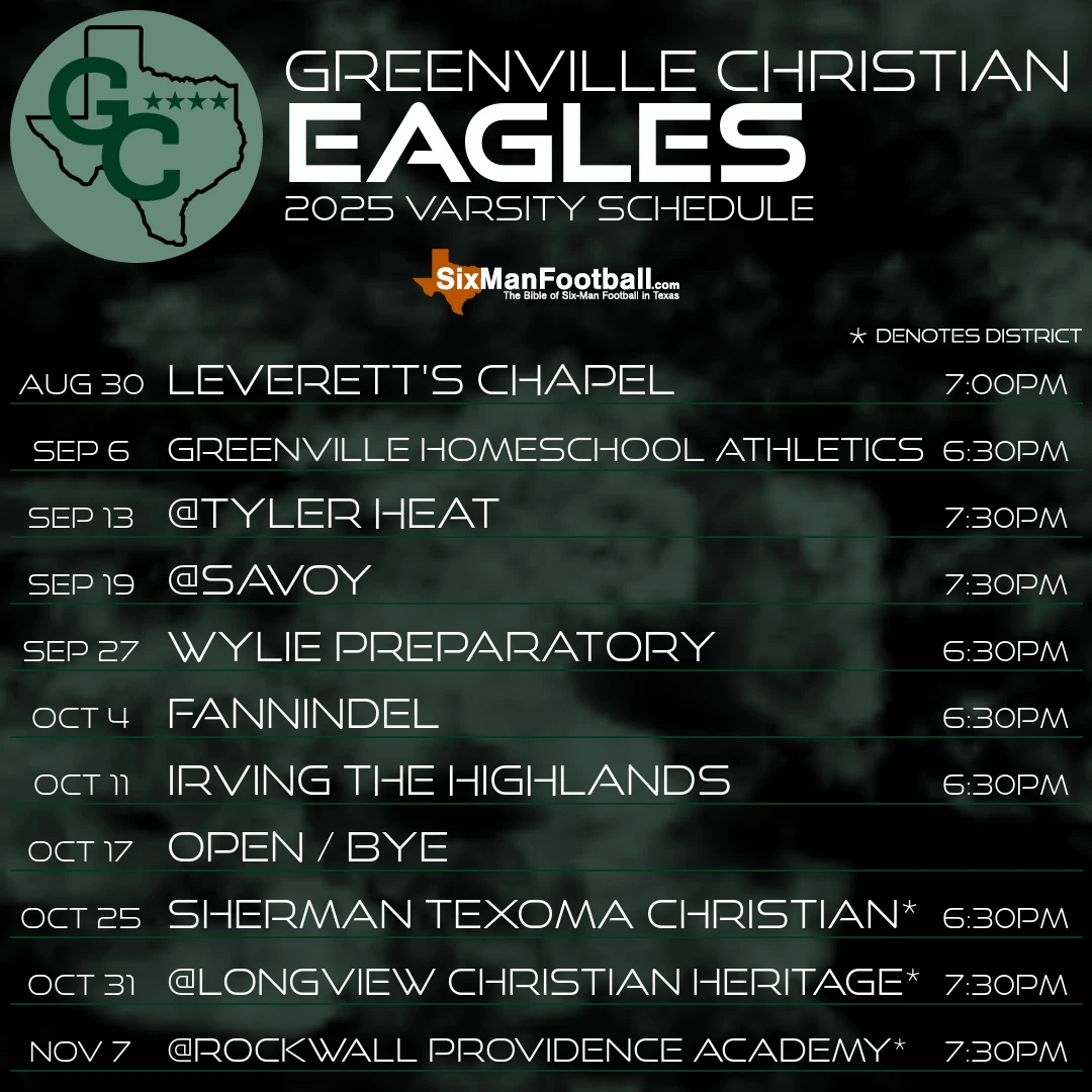 Greenville Christian Eagles 2025 football schedule