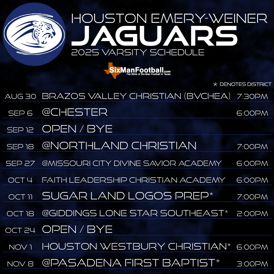 Houston Emery-Weiner Jaguars 2025 football schedule