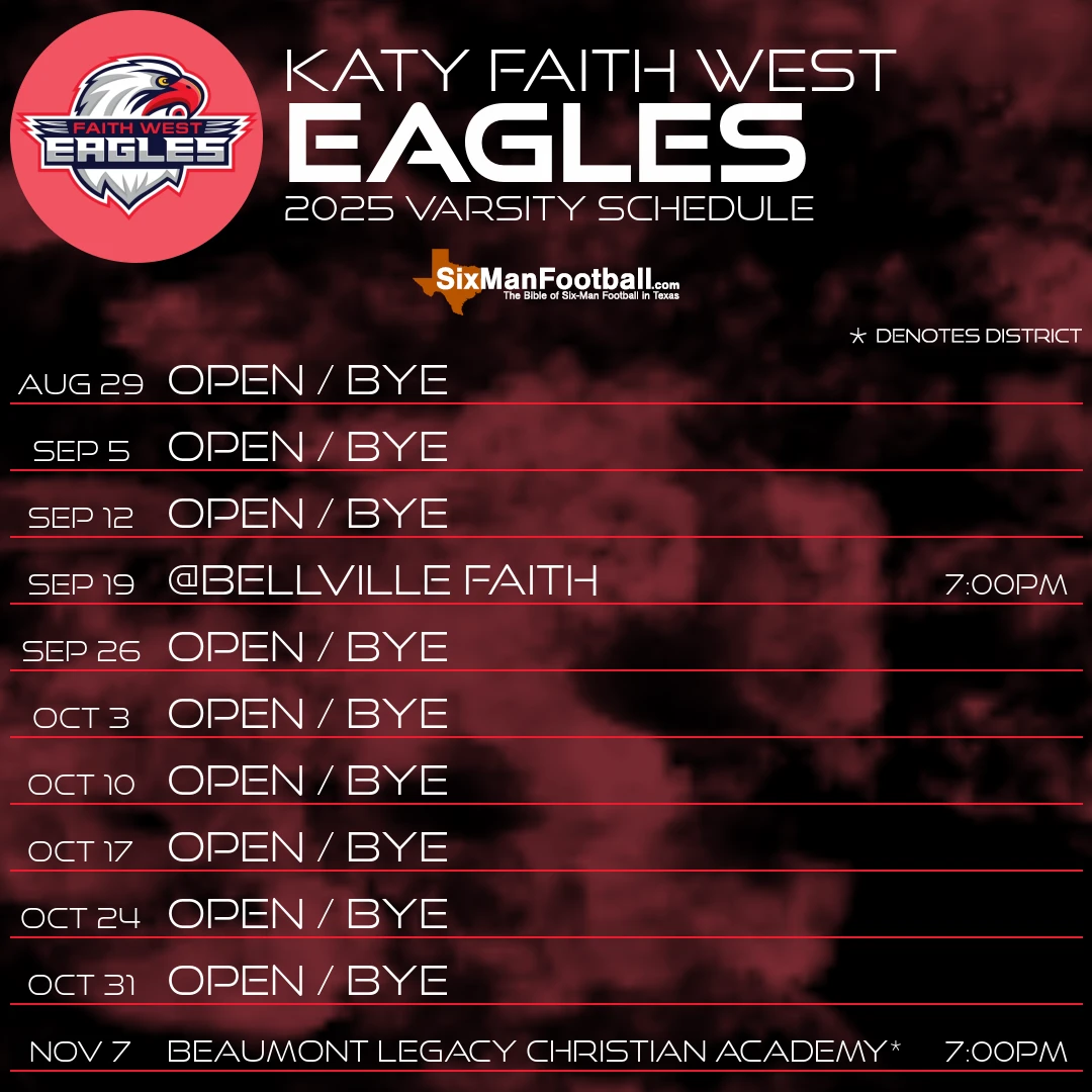 Katy Faith West Eagles 2025 football schedule