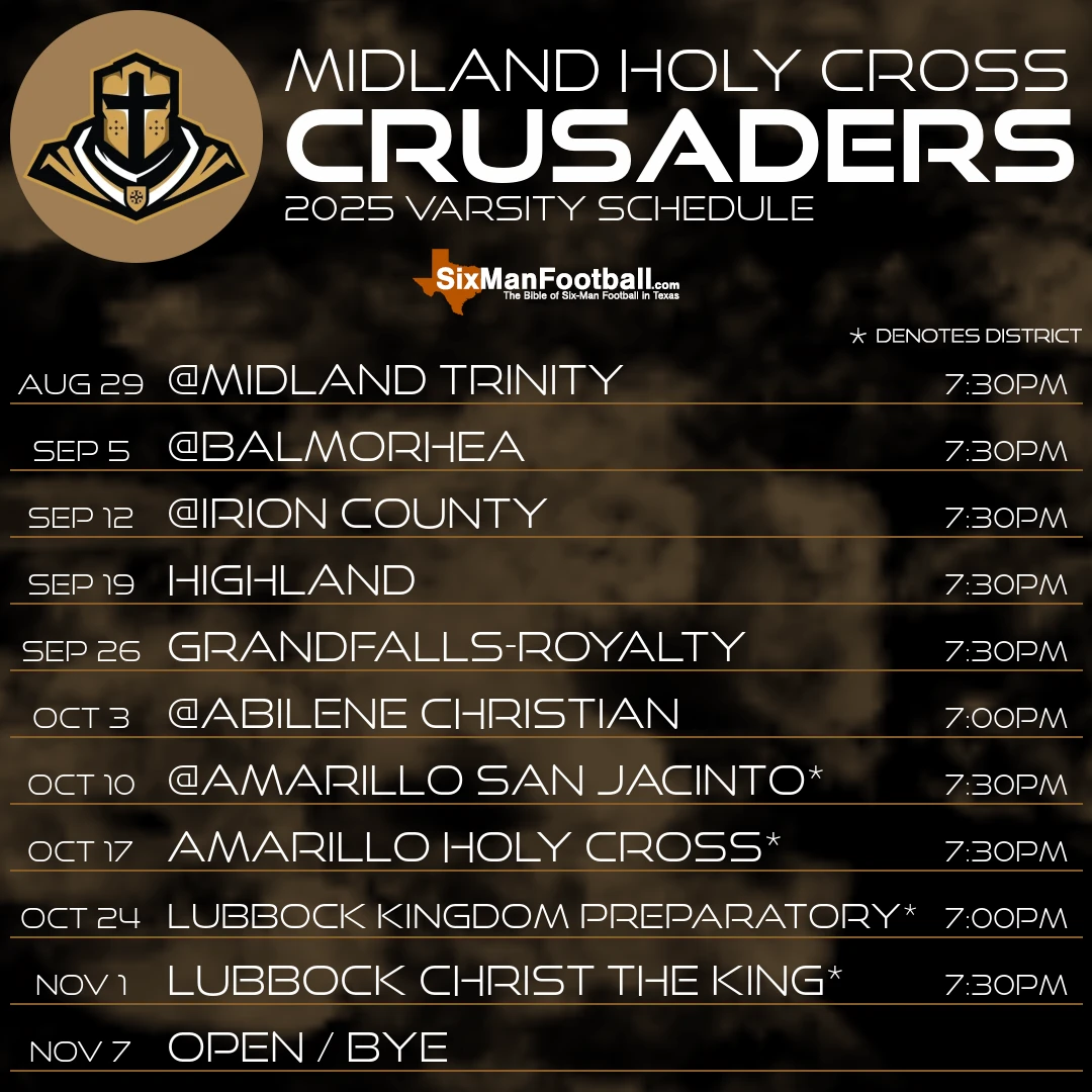 Midland Holy Cross Crusaders 2025 football schedule