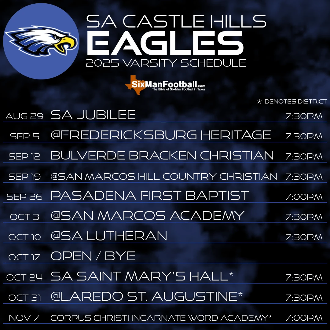 SA Castle Hills Eagles 2025 football schedule