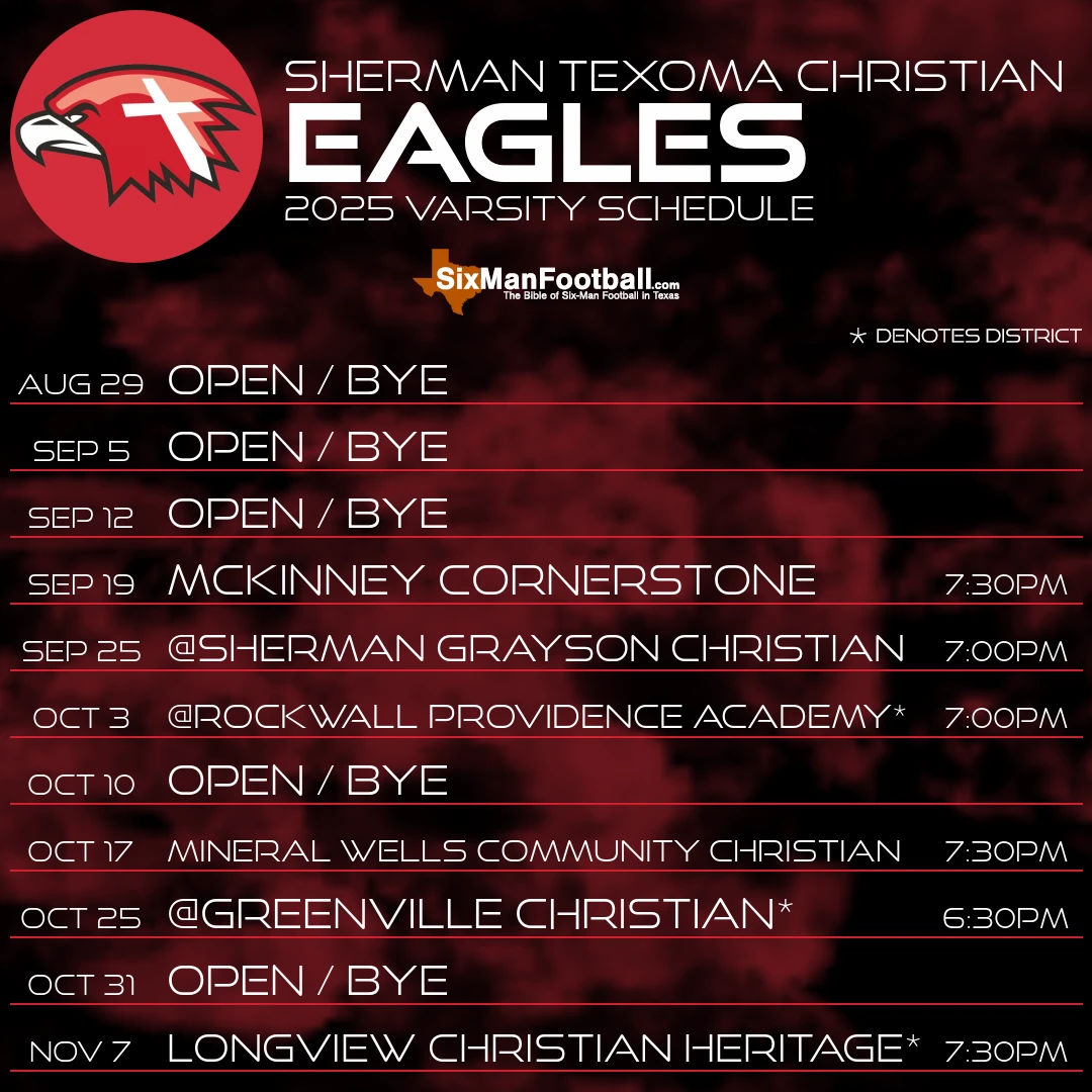 Sherman Texoma Christian Eagles 2025 football schedule