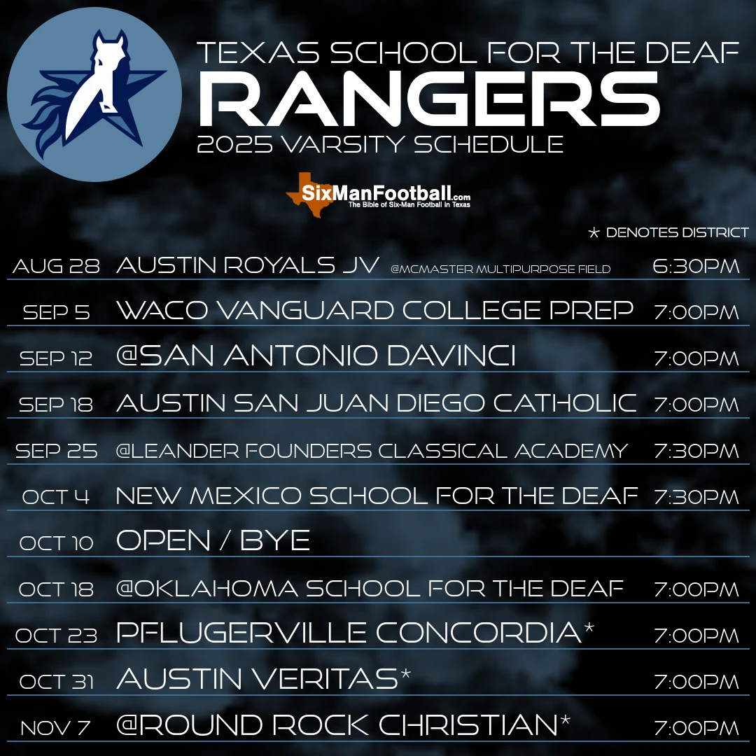 Texas School for the Deaf Rangers 2025 football schedule