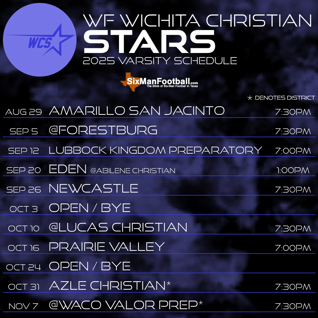 WF Wichita Christian Stars 2025 football schedule