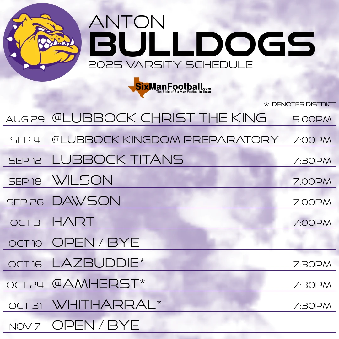 Anton Bulldogs 2025 football schedule