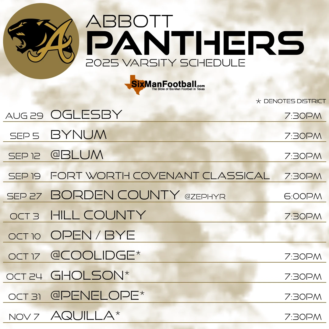 Abbott Panthers 2025 football schedule