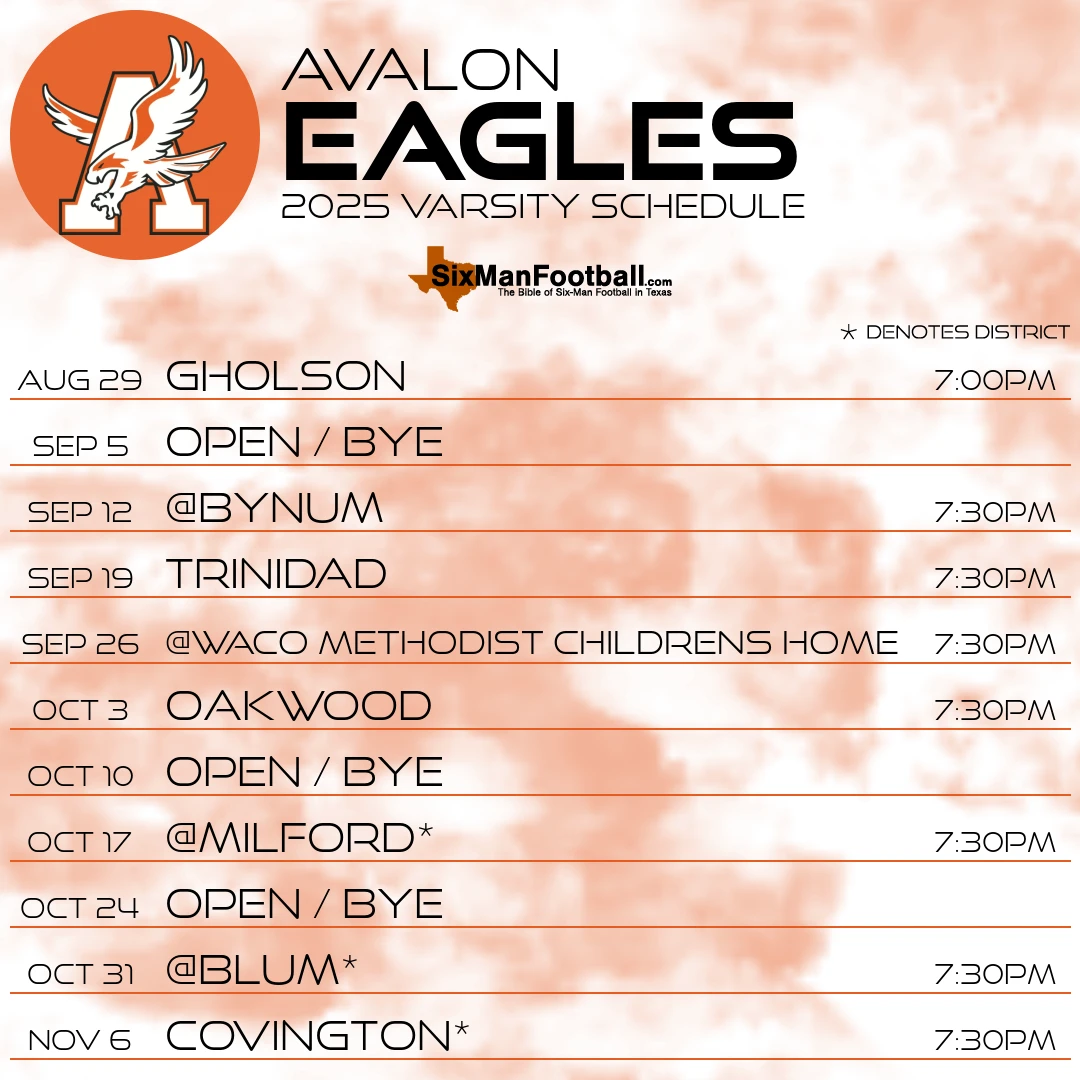 Avalon Eagles 2025 football schedule
