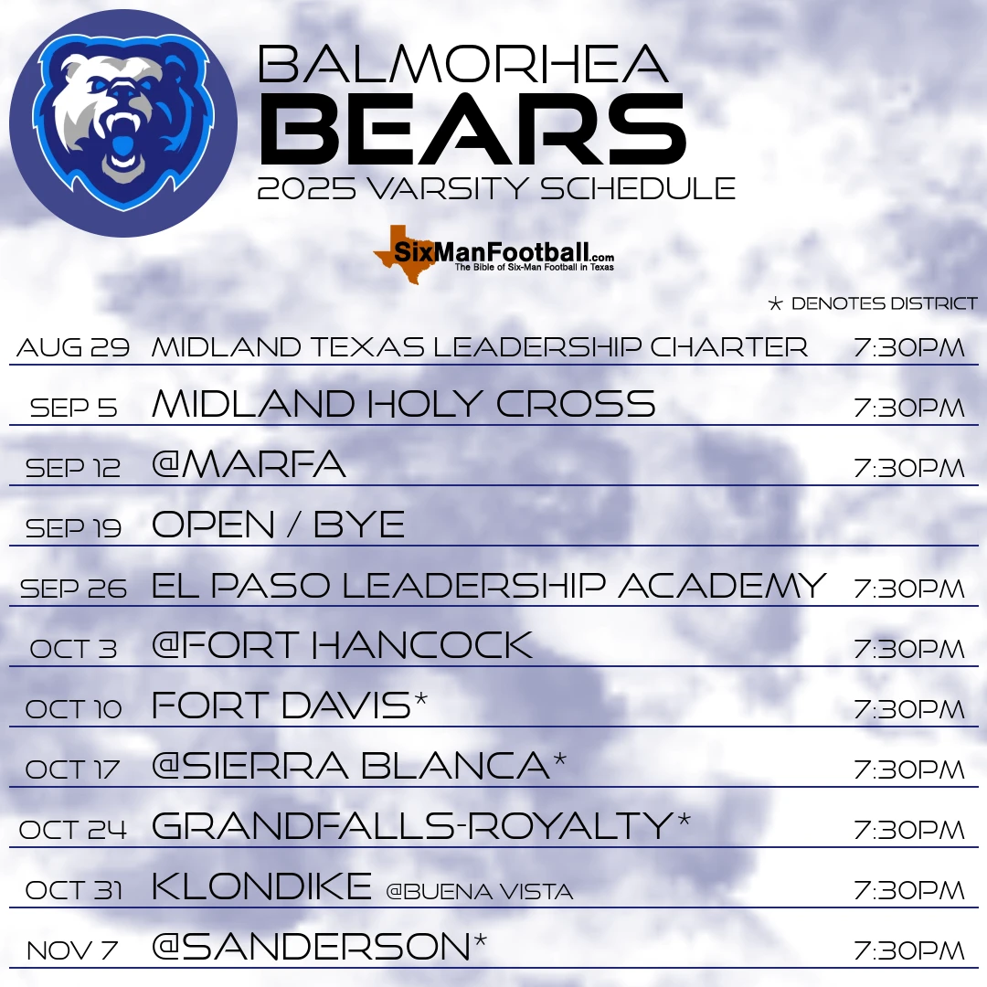 Balmorhea Bears 2025 football schedule