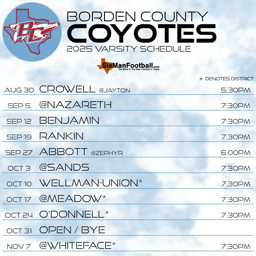 Borden County Coyotes 2025 football schedule