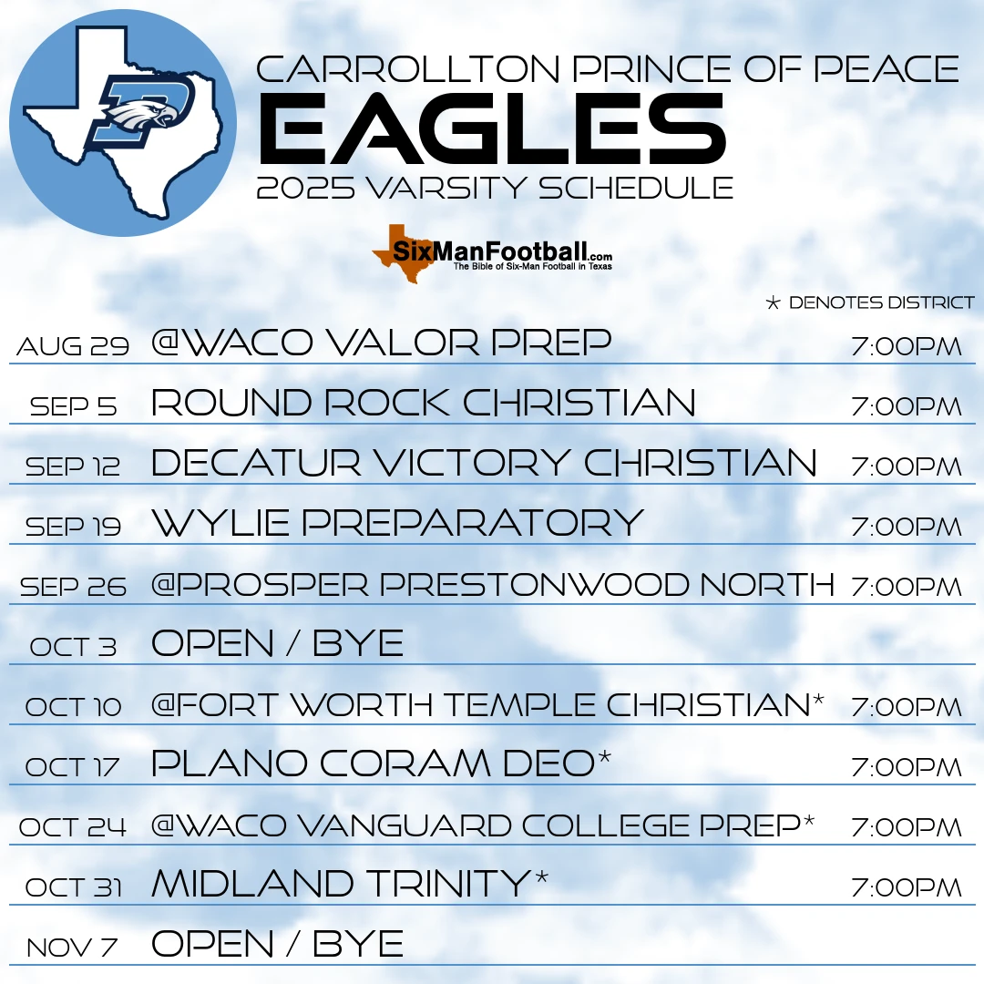 Carrollton Prince of Peace Eagles 2025 football schedule