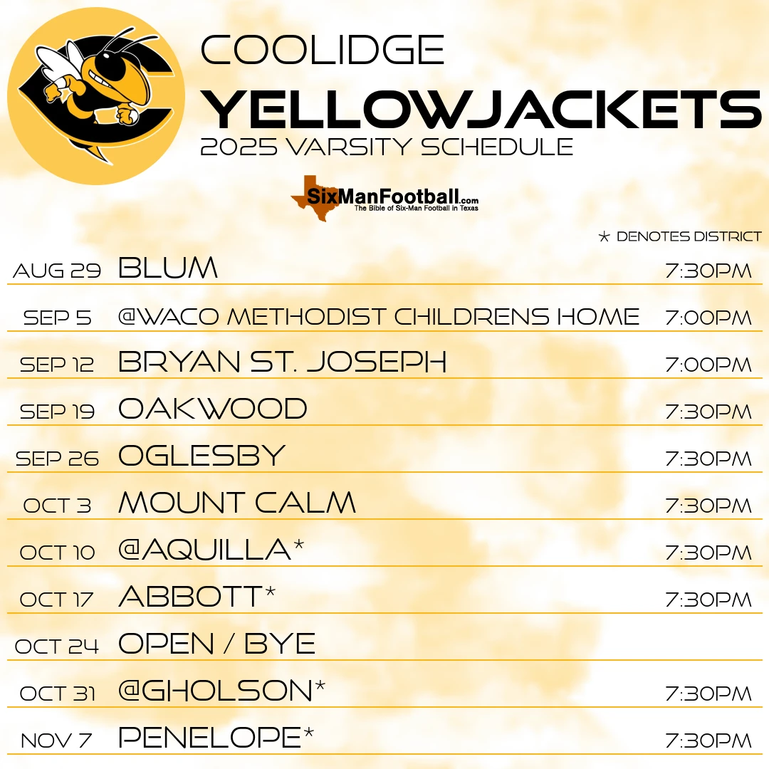 Coolidge Yellowjackets 2025 football schedule