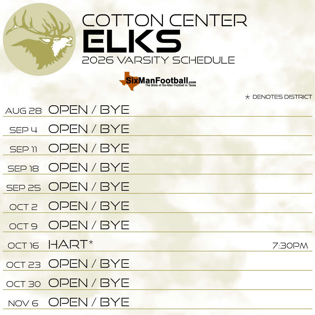 Cotton Center Elks 2026 football schedule