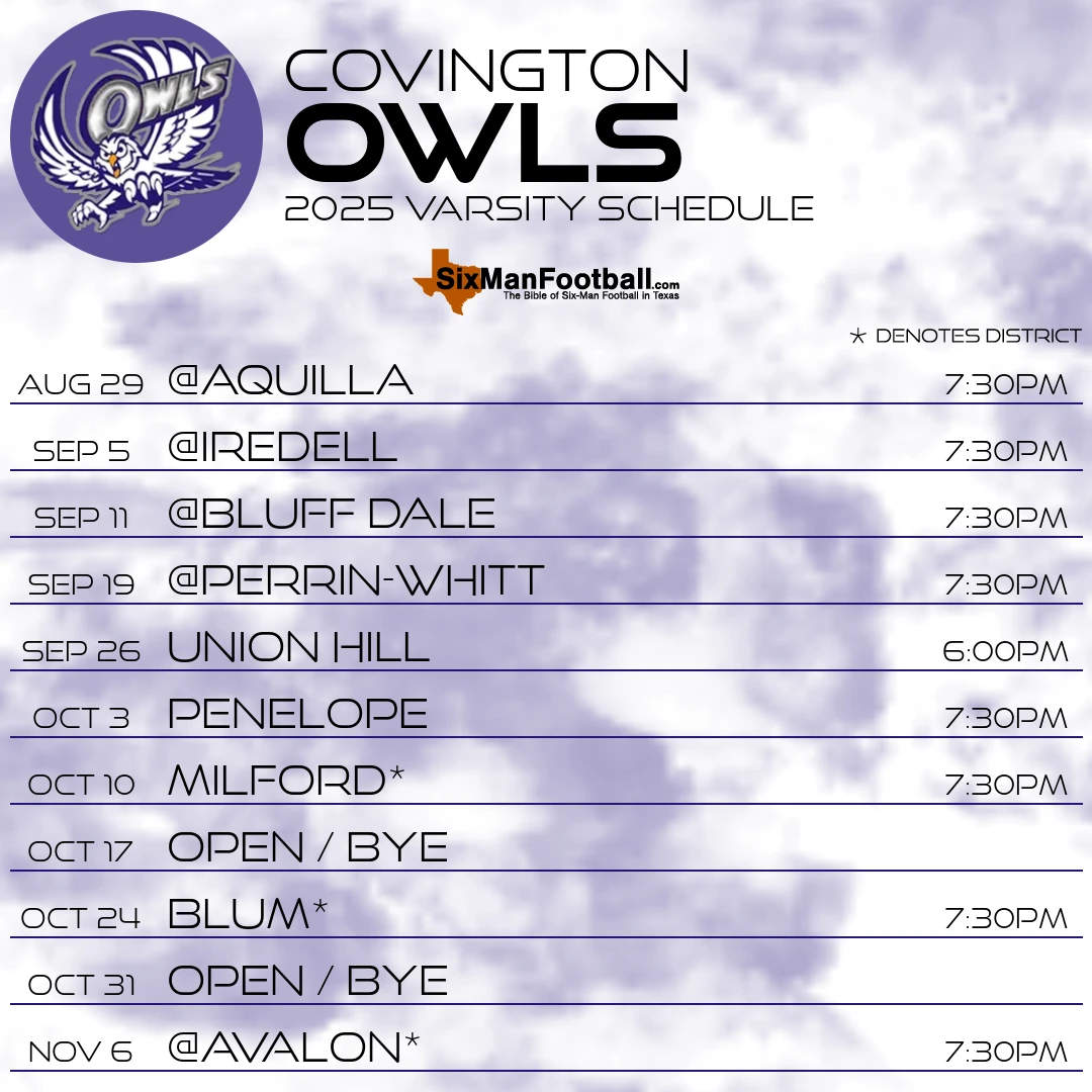 Covington Owls 2025 football schedule