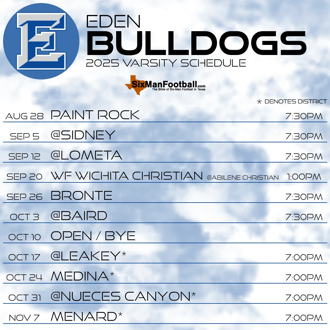Eden Bulldogs 2025 football schedule
