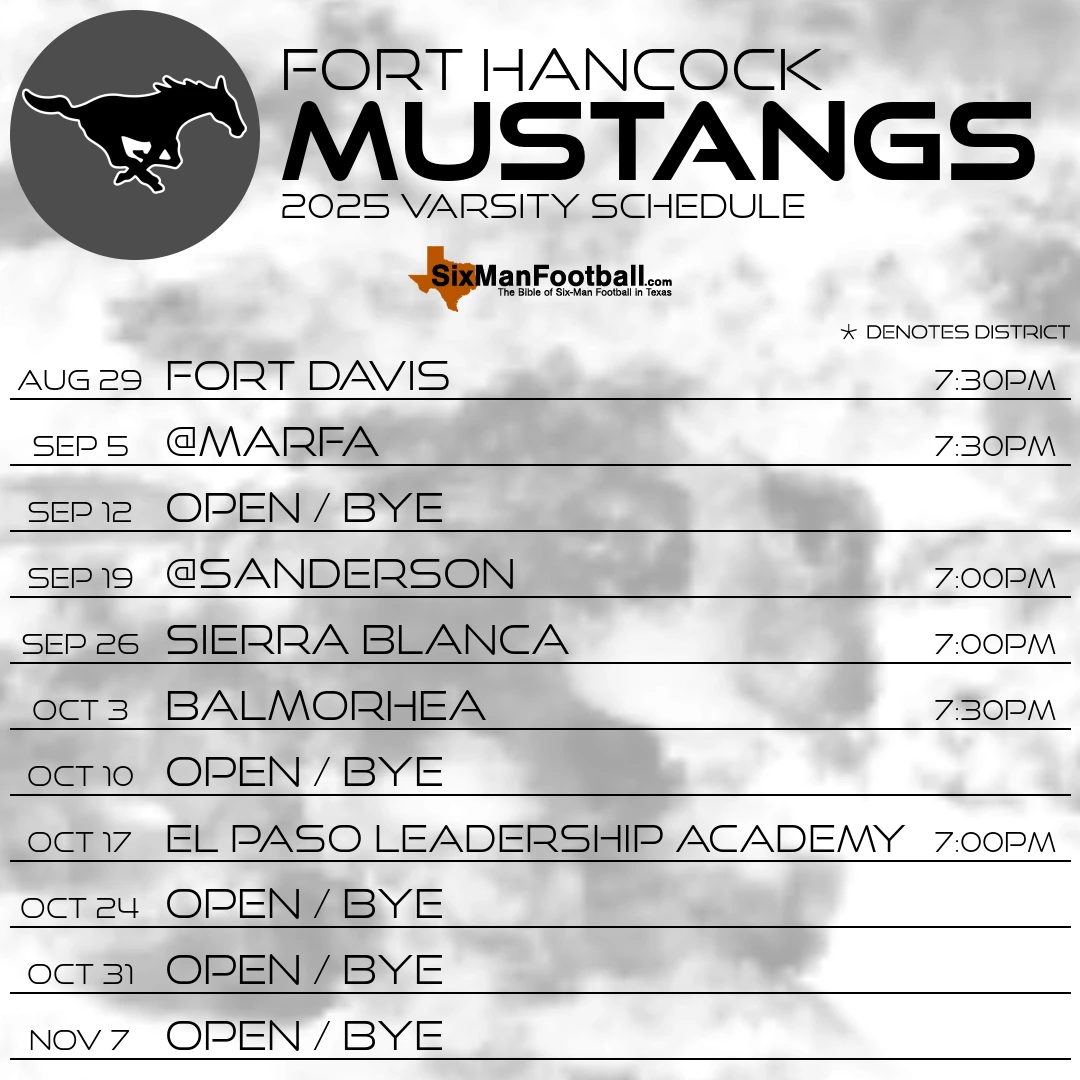 Fort Hancock Mustangs 2025 football schedule