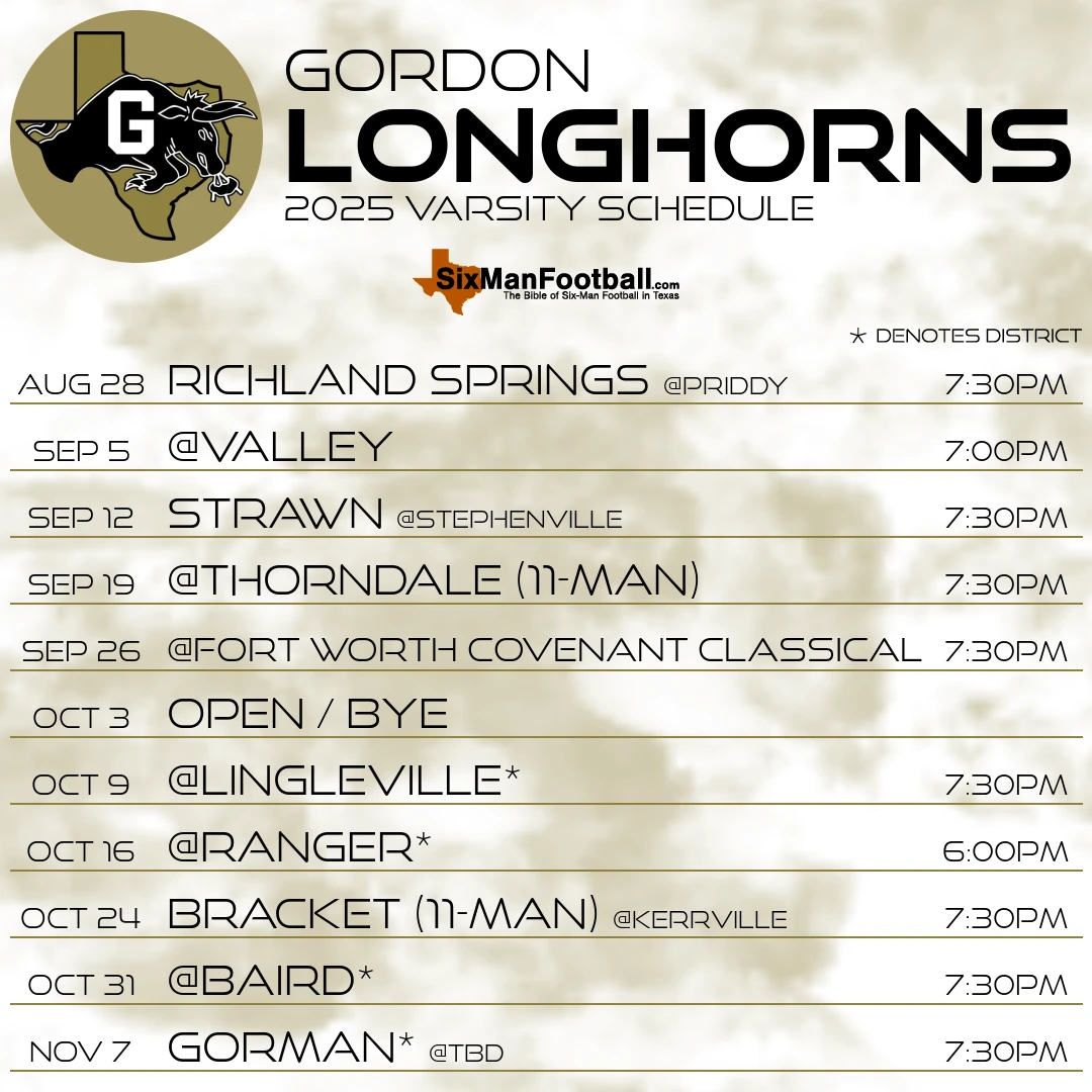 Gordon Longhorns 2025 football schedule