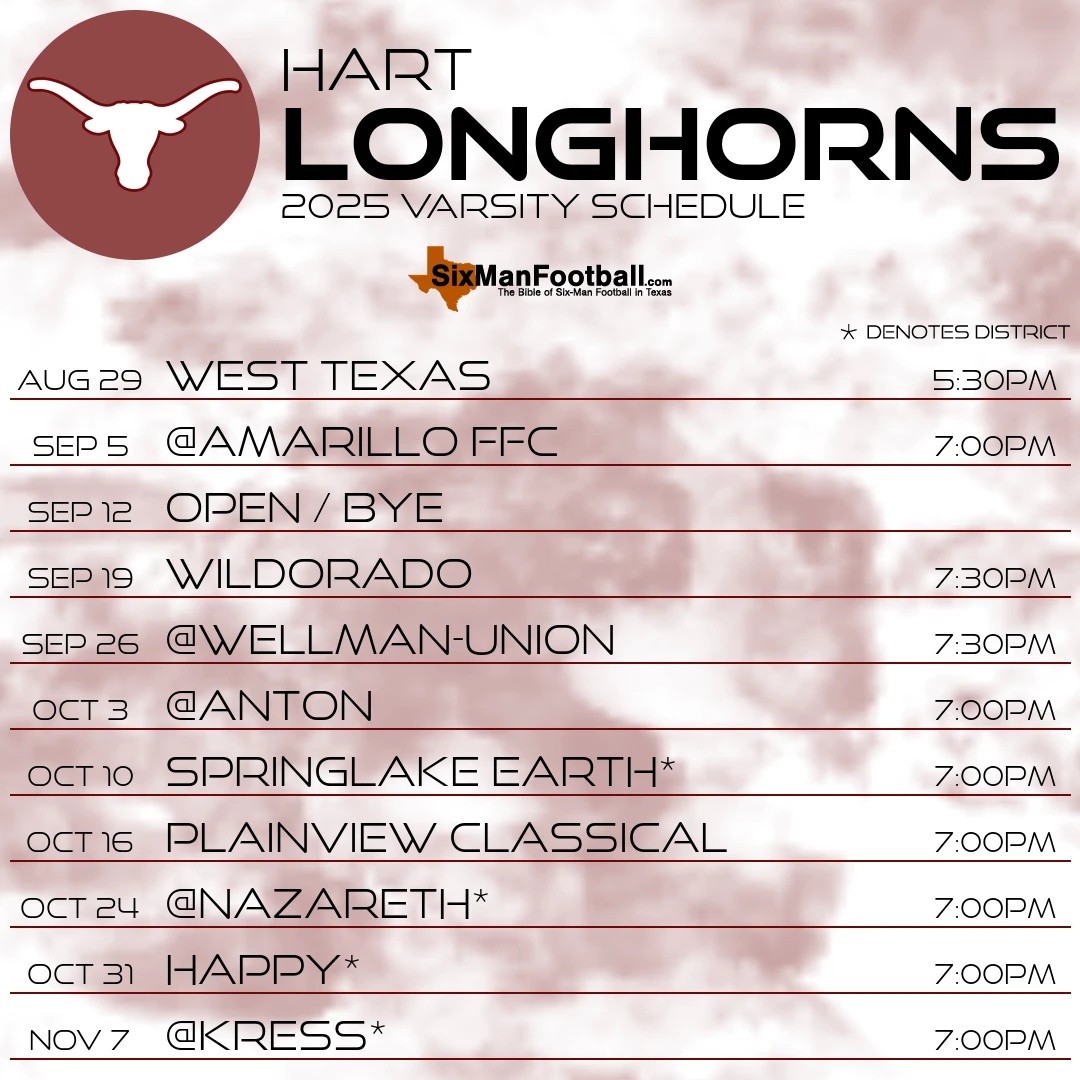 Hart Longhorns 2025 football schedule