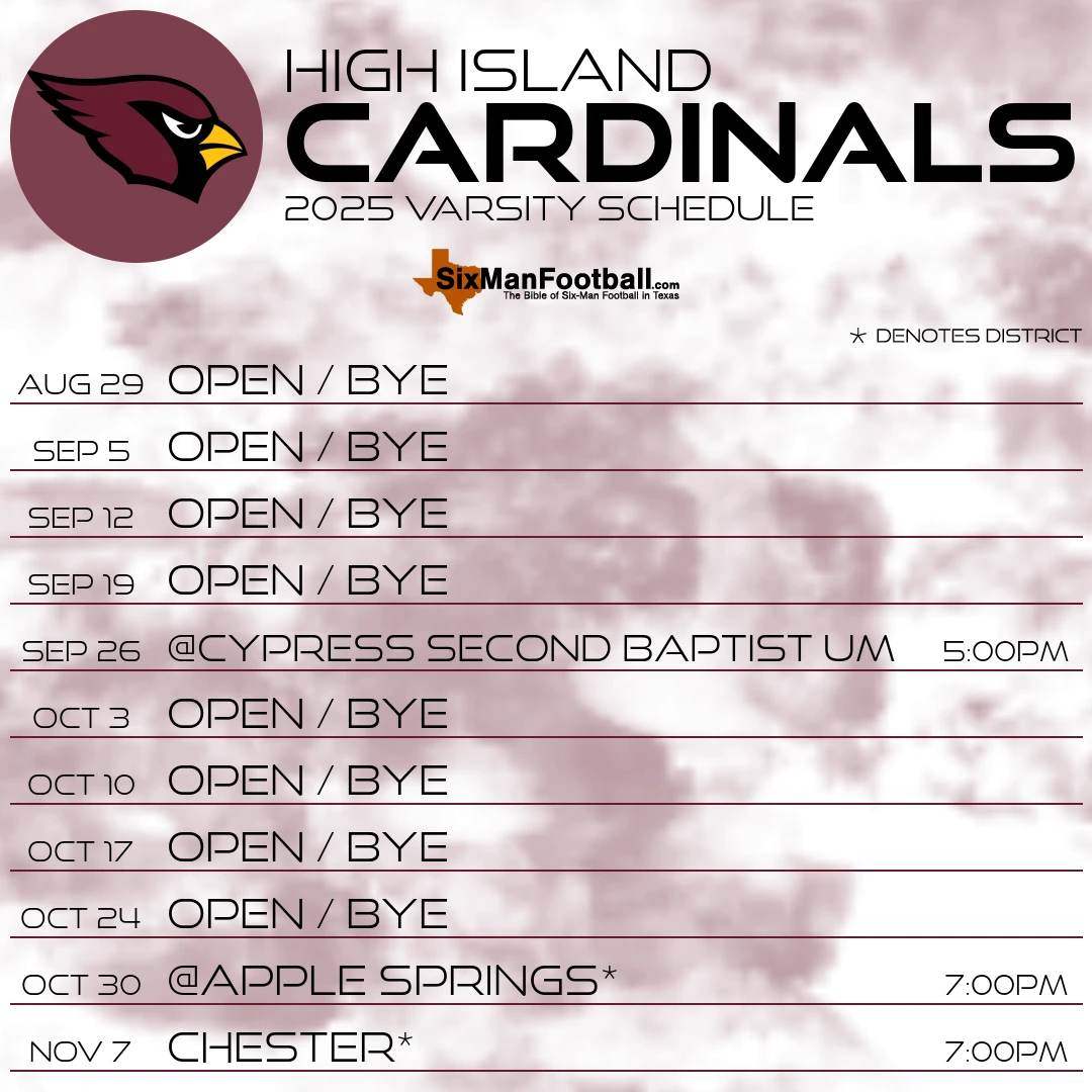 High Island Cardinals 2025 football schedule