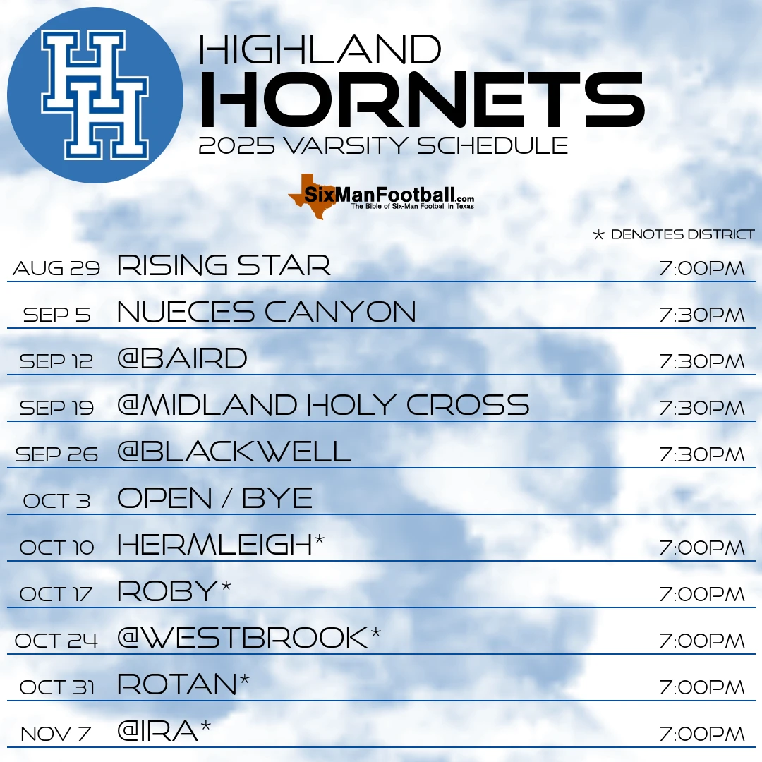 Highland Hornets 2025 football schedule