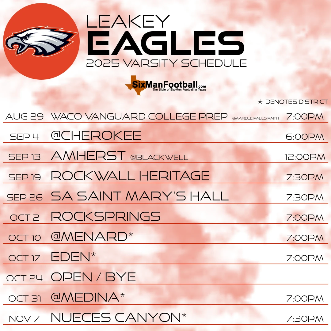 Leakey Eagles 2025 football schedule