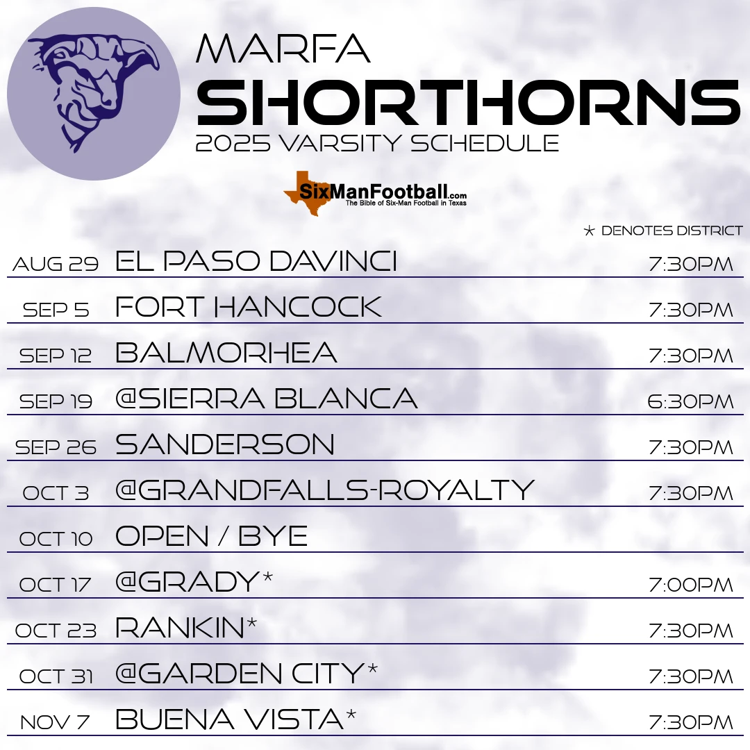 Marfa Shorthorns 2025 football schedule