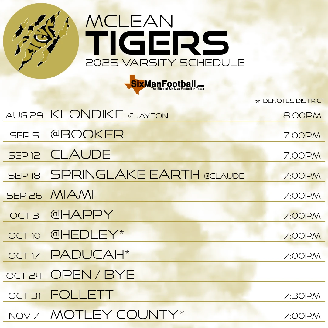 McLean Tigers 2025 football schedule