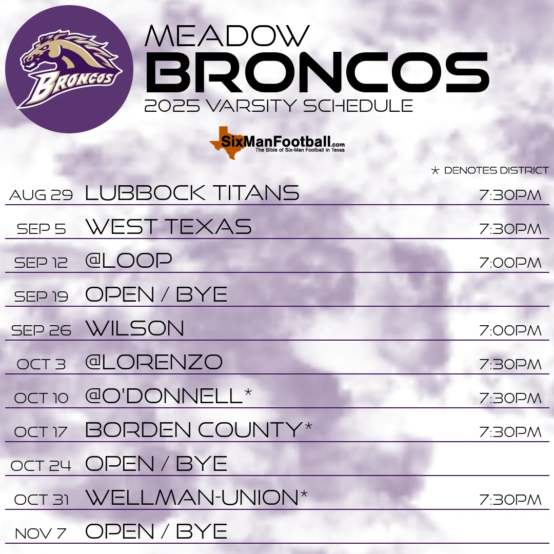 Meadow Broncos 2025 football schedule