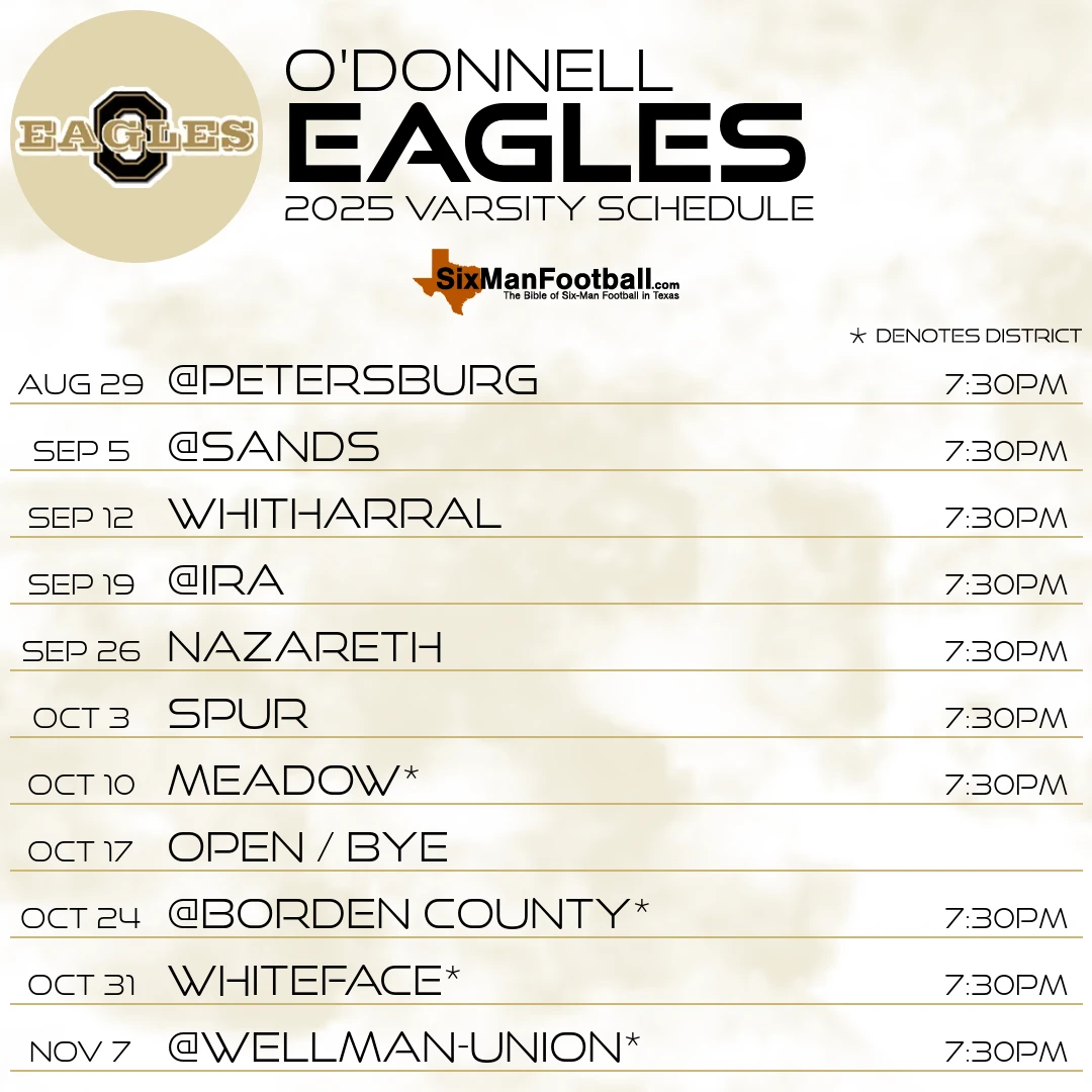 O'Donnell Eagles 2025 football schedule