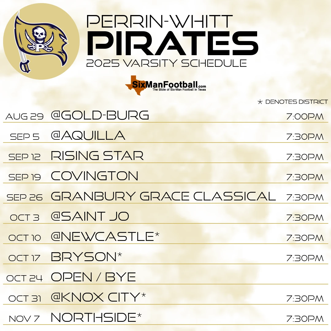 Perrin-Whitt Pirates 2025 football schedule