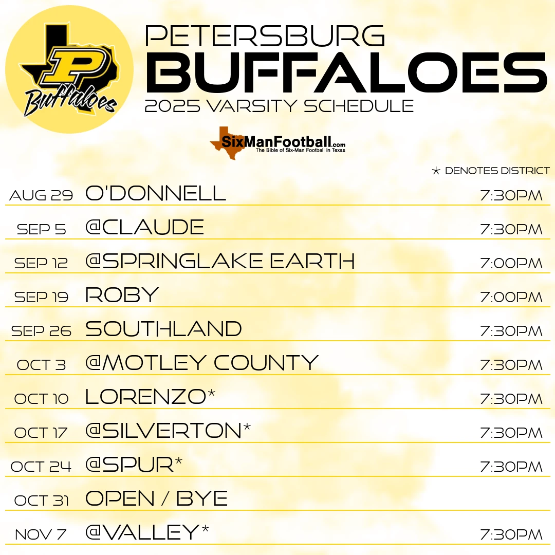 Petersburg Buffaloes 2025 football schedule