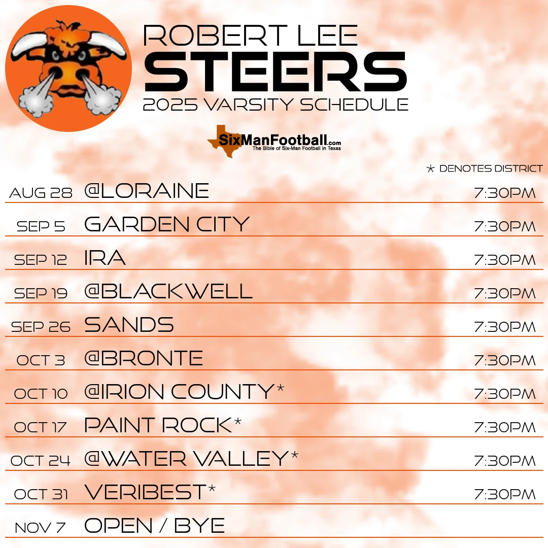 Robert Lee Steers 2025 football schedule