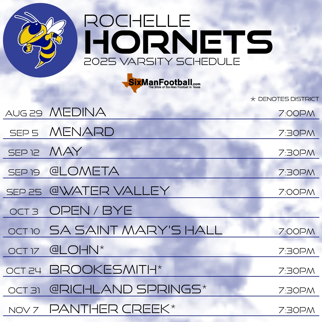 Rochelle Hornets 2025 football schedule