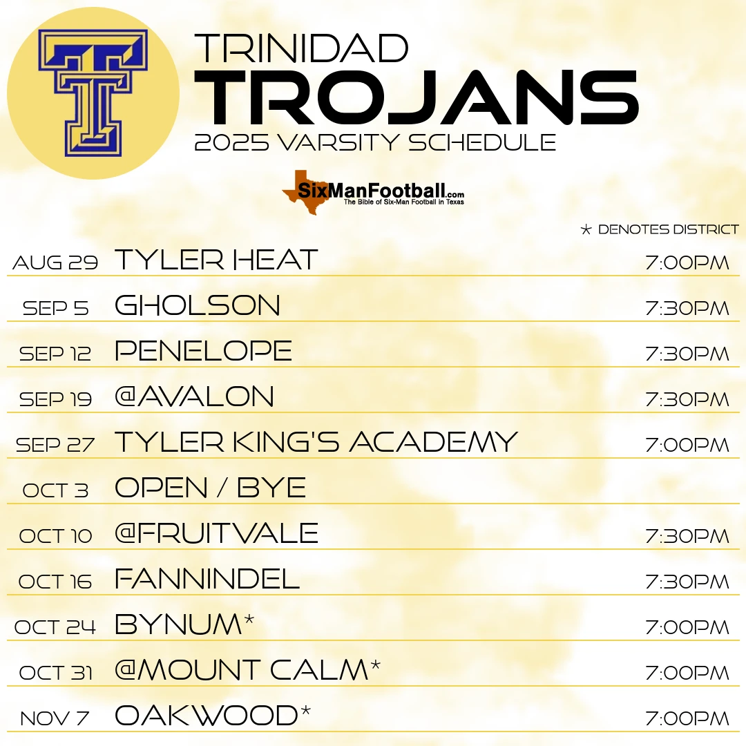 Trinidad Trojans 2025 football schedule