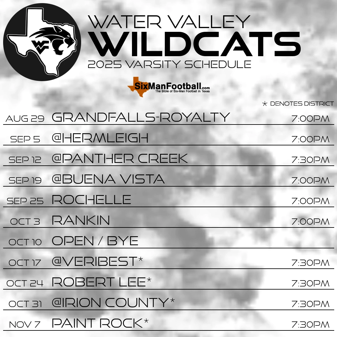 Water Valley Wildcats 2025 football schedule