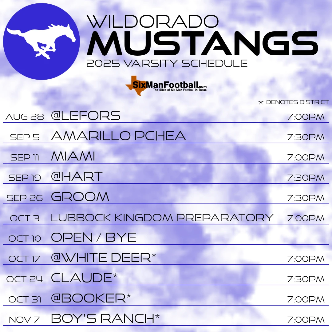 Wildorado Mustangs 2025 football schedule