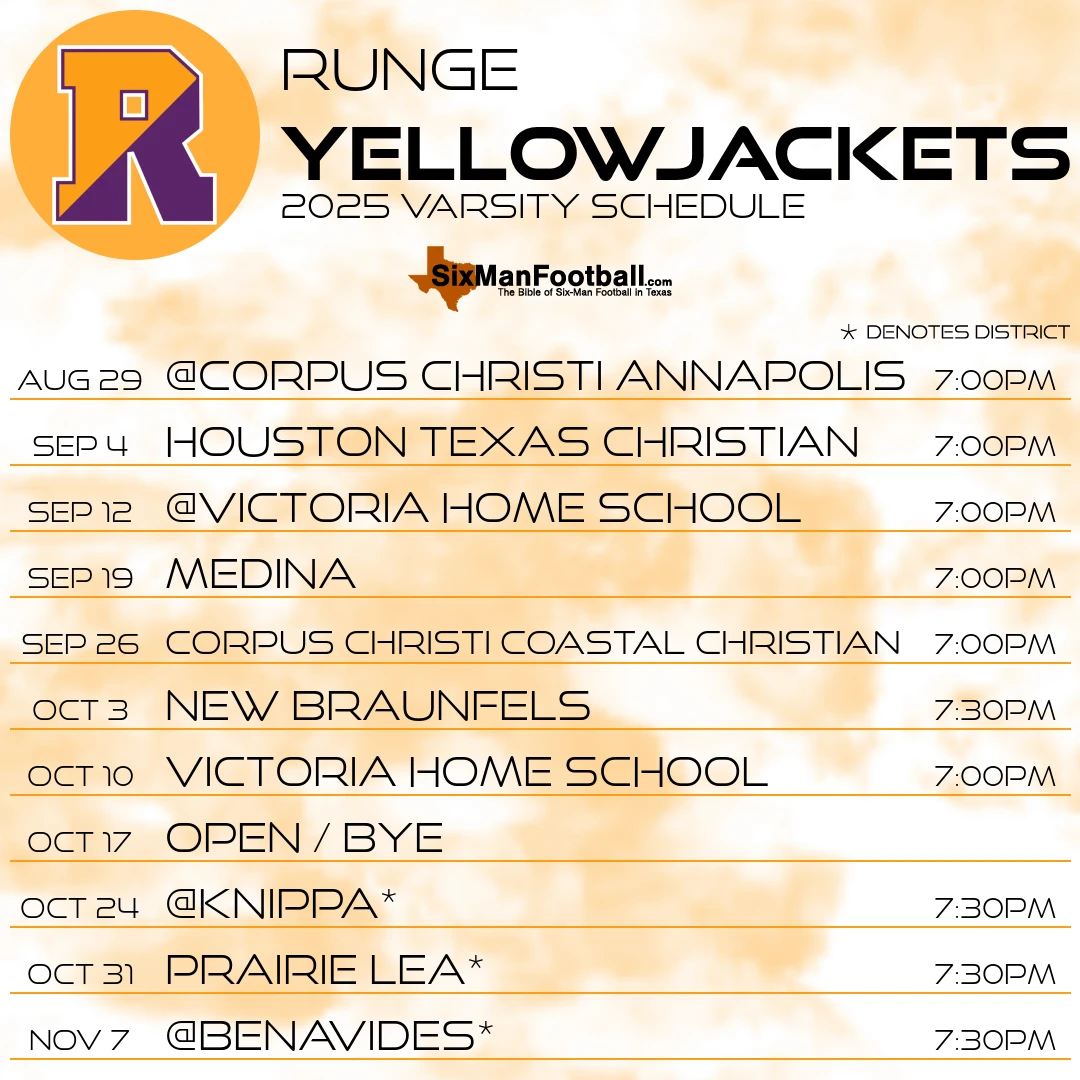 Runge Yellowjackets 2025 football schedule
