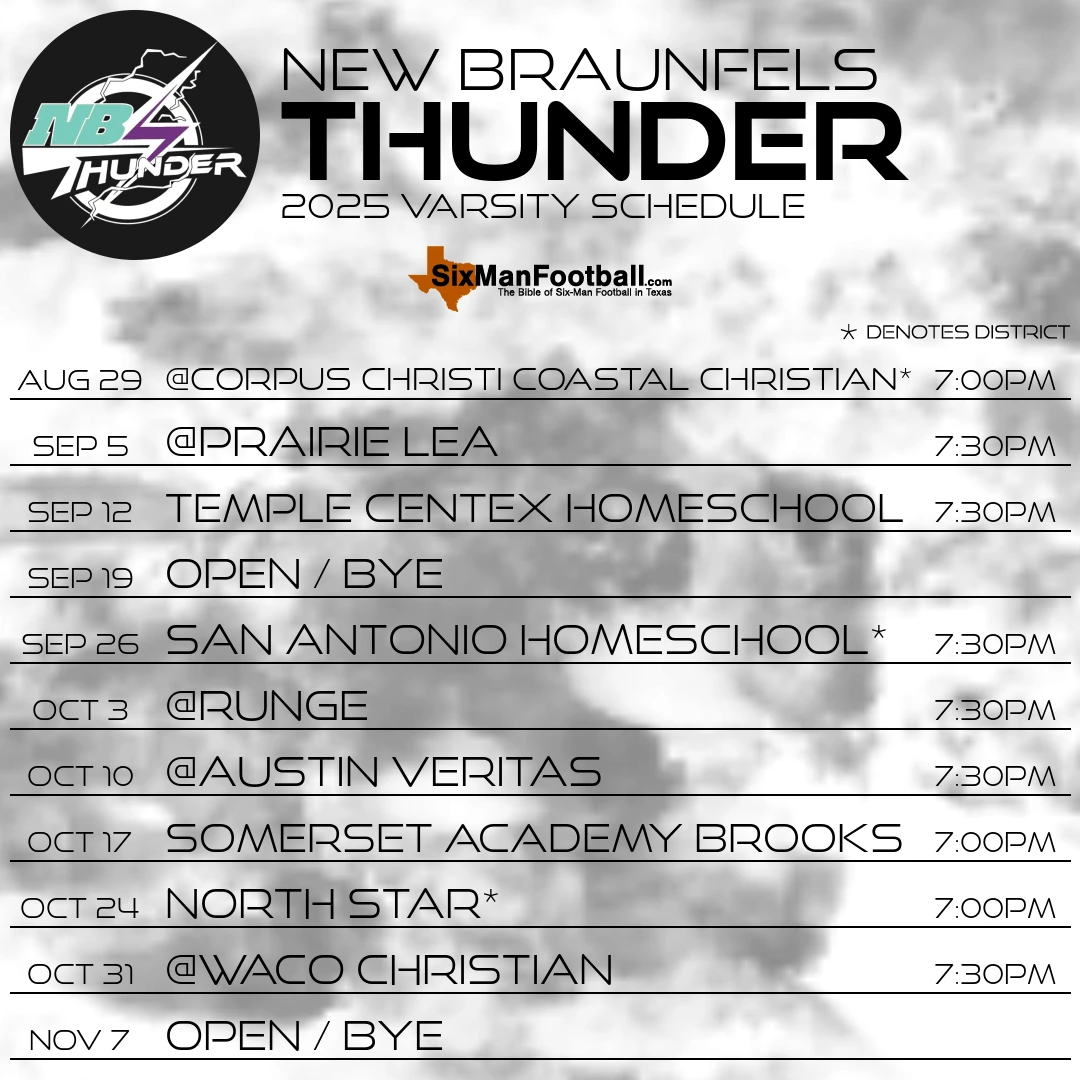 New Braunfels Thunder 2025 football schedule