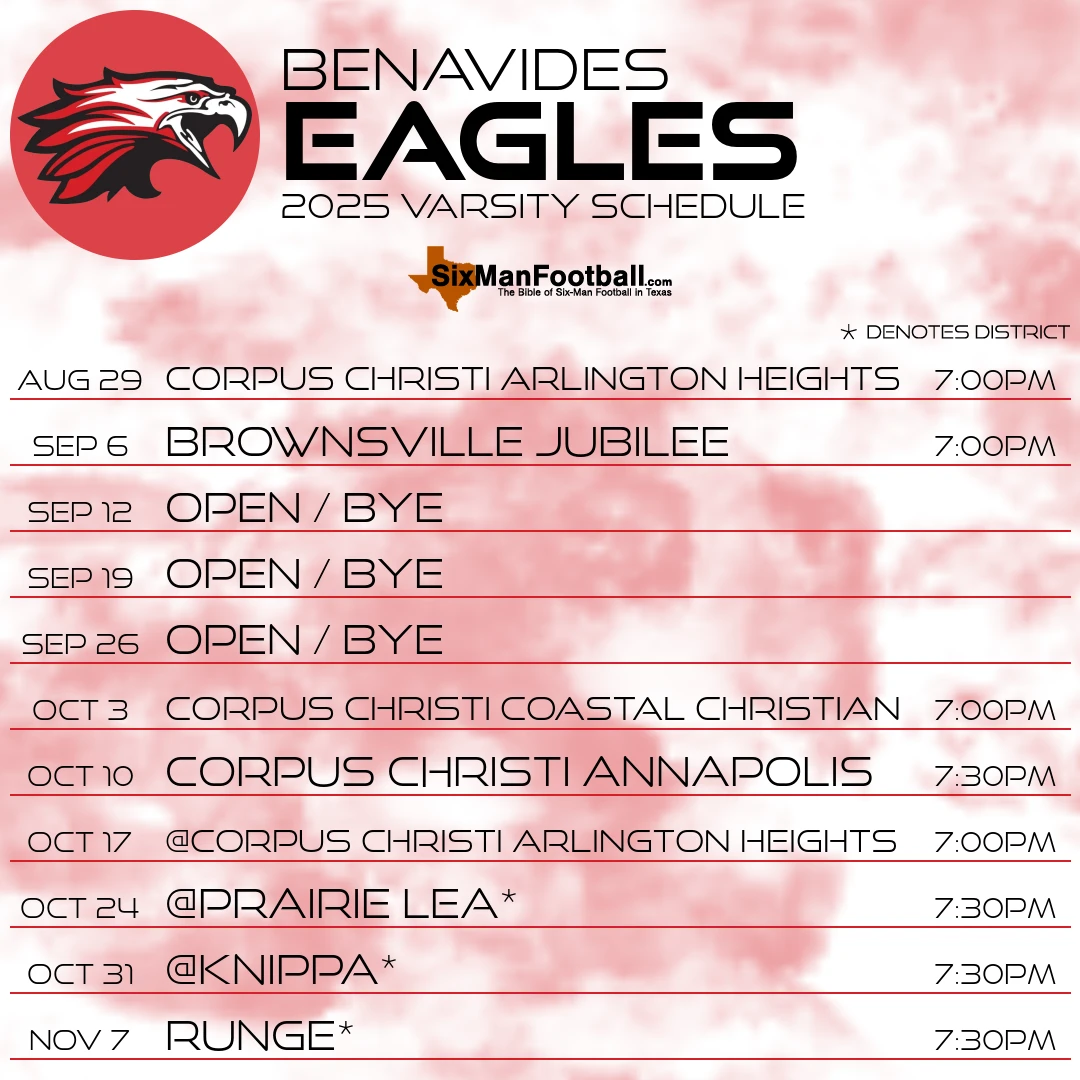 Benavides Eagles 2025 football schedule