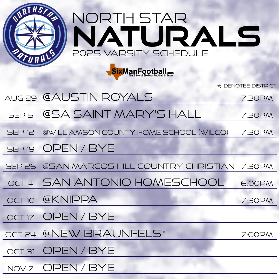 North Star Naturals 2025 football schedule