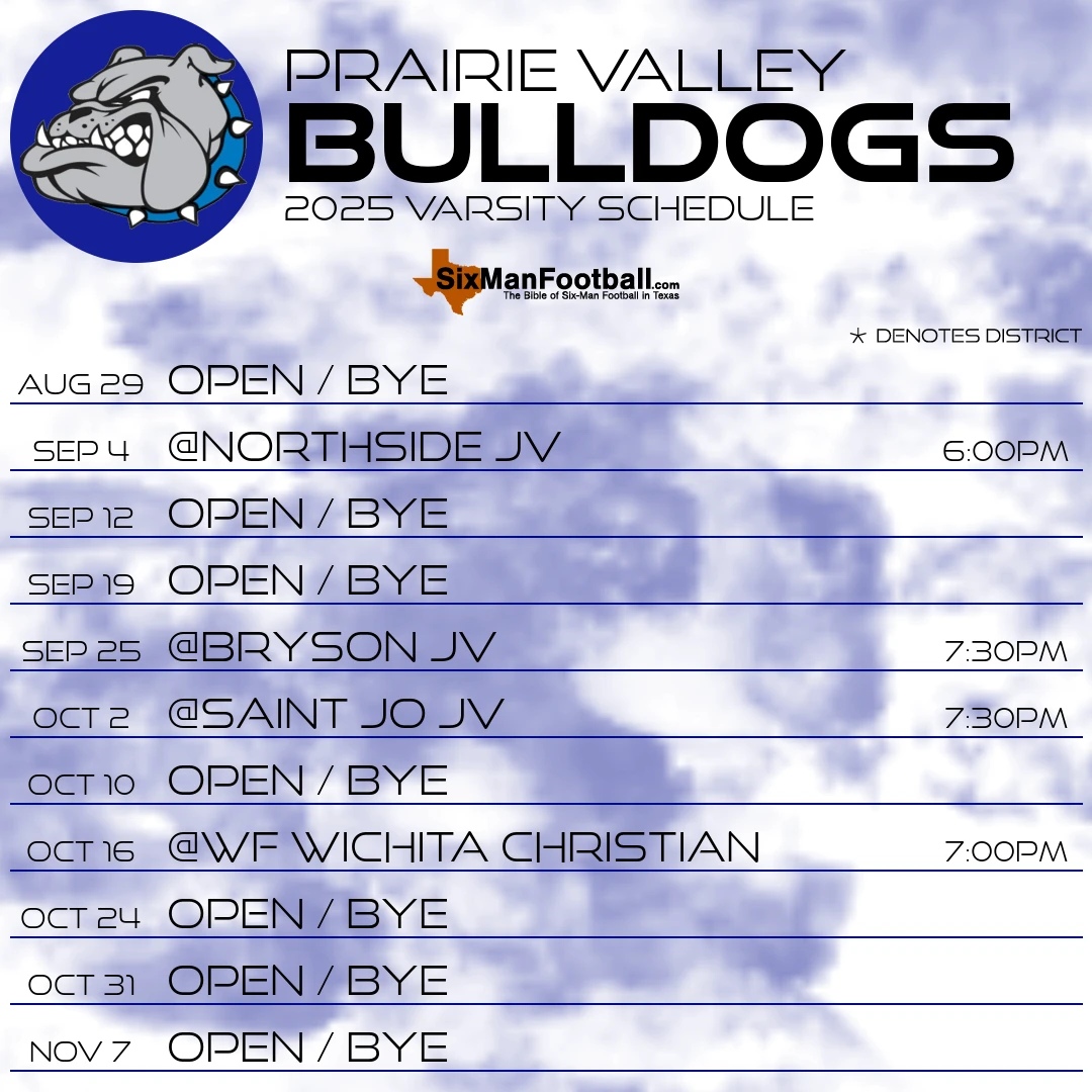 Prairie Valley Bulldogs 2025 football schedule