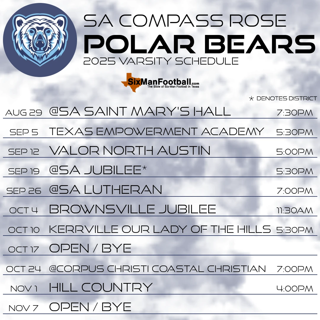 SA Compass Rose Polar Bears 2025 football schedule