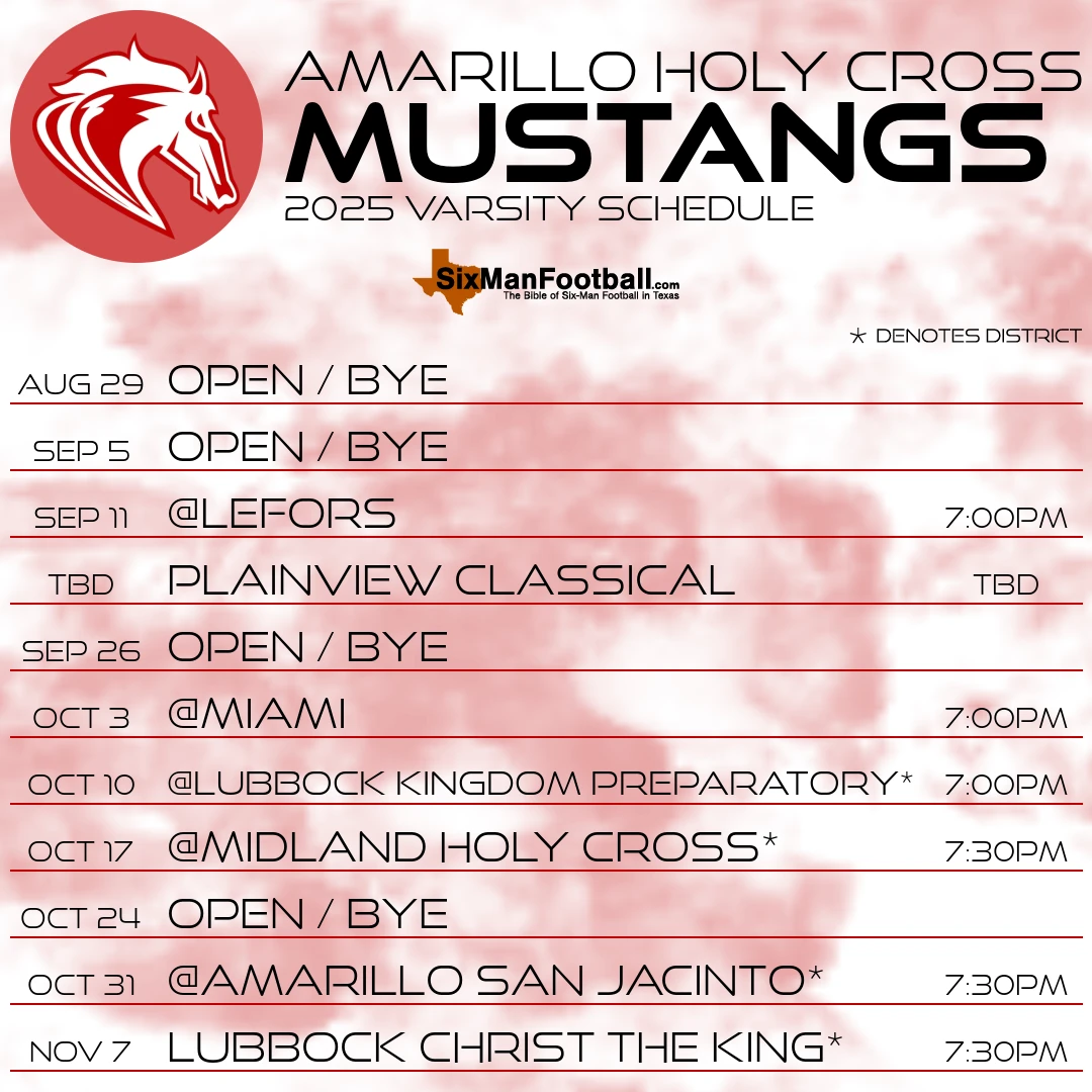 Amarillo Holy Cross Mustangs 2025 football schedule