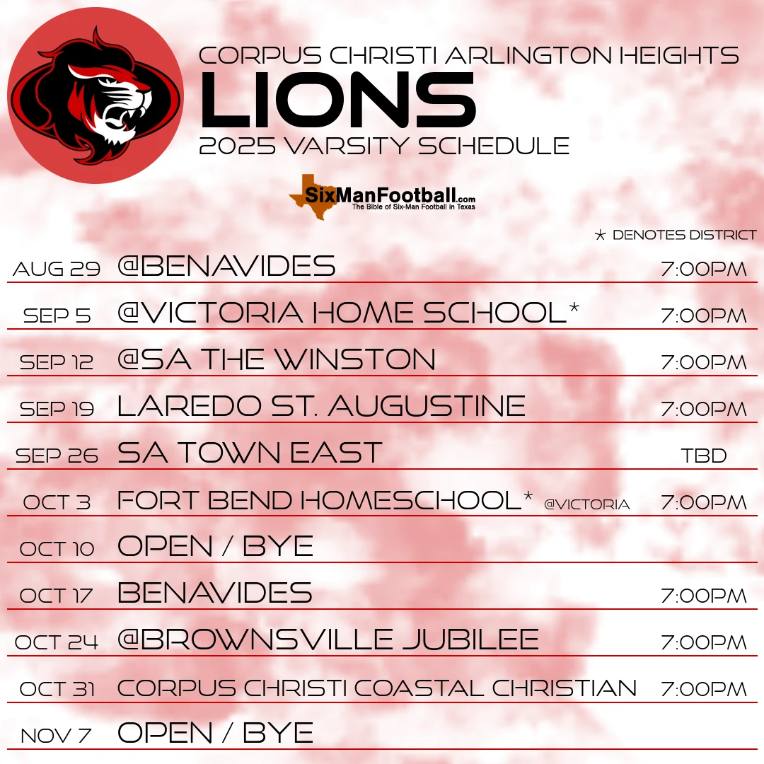 Corpus Christi Arlington Heights Lions 2025 football schedule