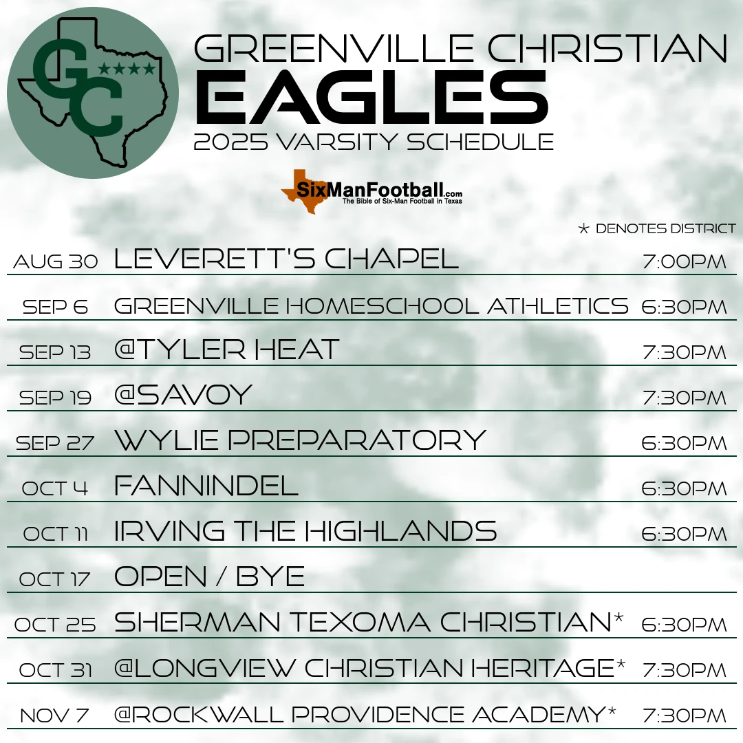 Greenville Christian Eagles 2025 football schedule