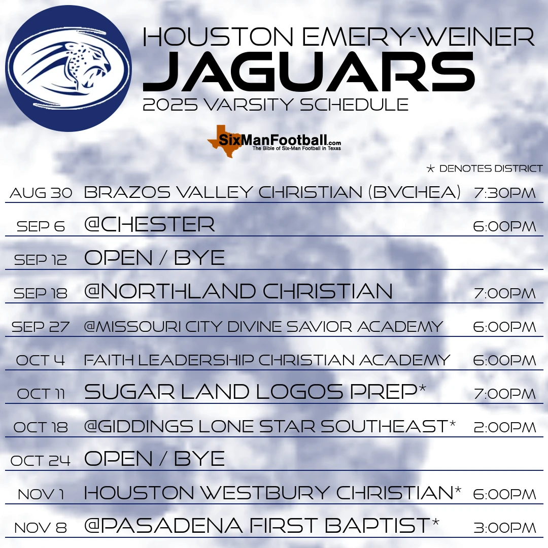Houston Emery-Weiner Jaguars 2025 football schedule
