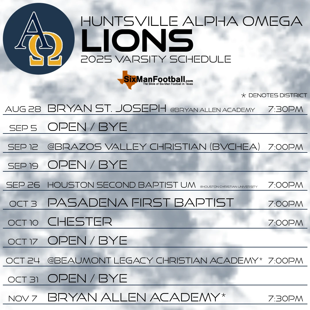 Huntsville Alpha Omega Lions 2025 football schedule