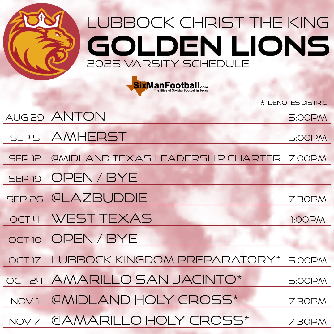 Lubbock Christ the King Golden Lions 2025 football schedule